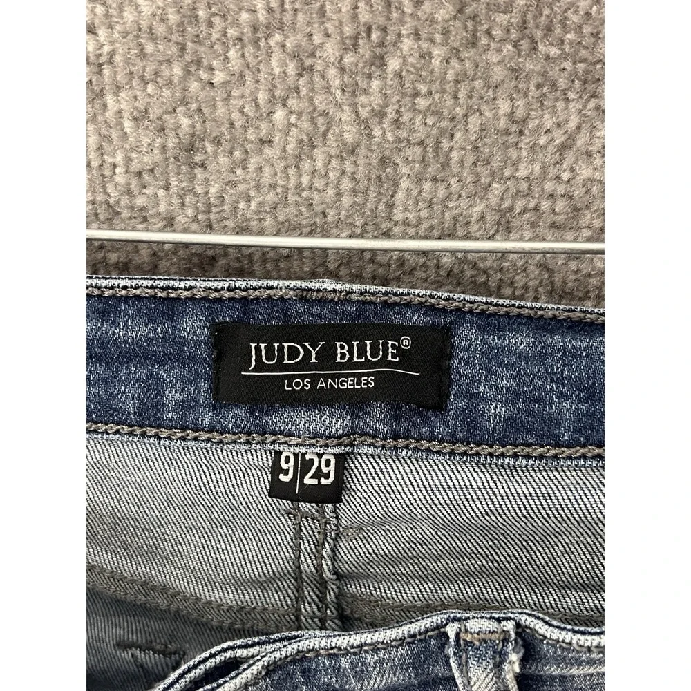 Judy Blue Boyfriend Fit Jeans Womens Juniors Sz 9/29 Blue Stretch Distressed